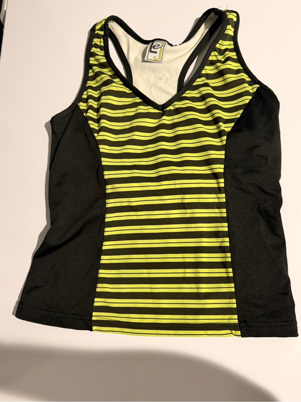 Vintage y2k Women’s Neon Yellow & Black Striped racerback